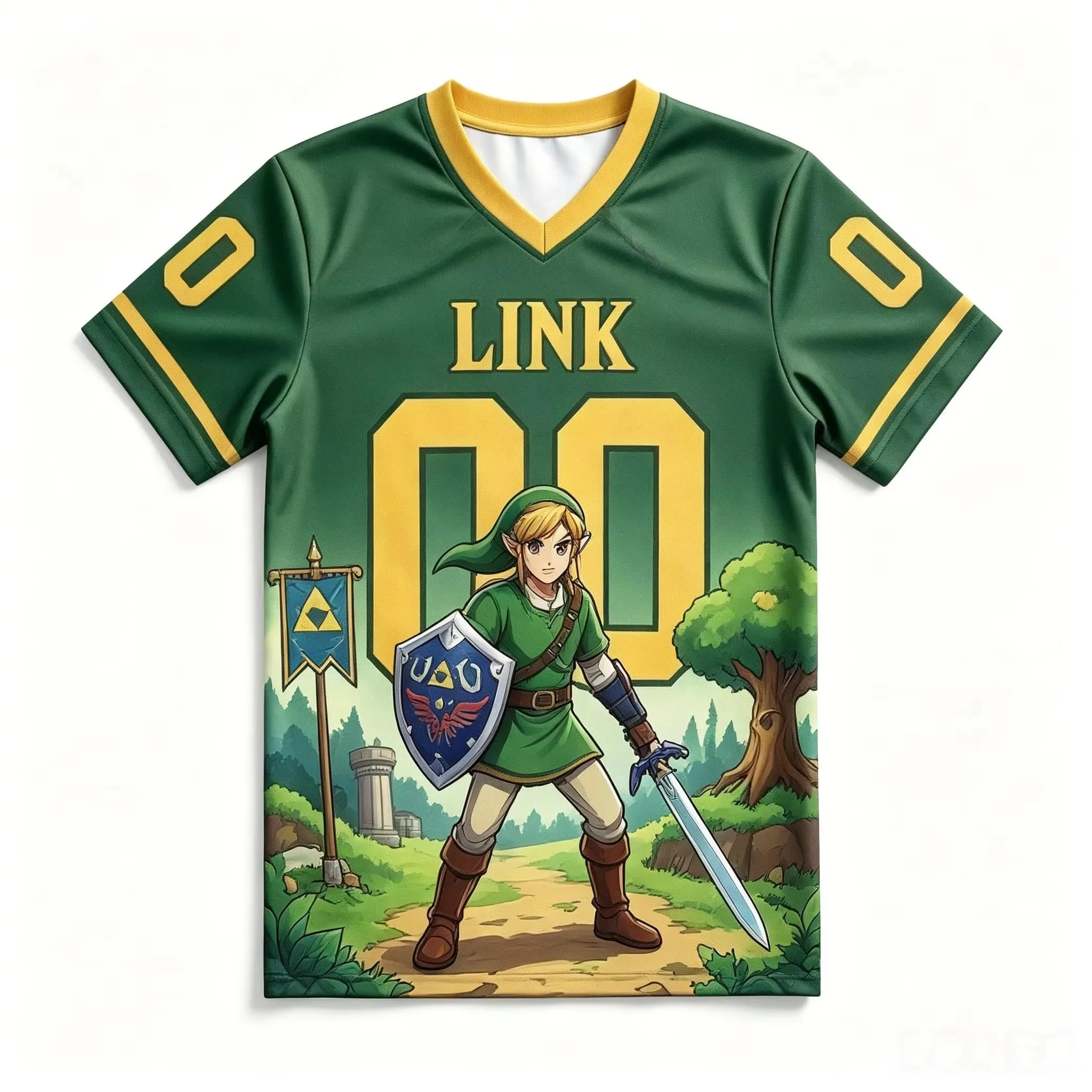 The Legend of Zelda Link Zelda 3D Print Jersey Children T-shirt Character V-neck Short Sleeve Casual Streetwear Mesh Fabric Tops