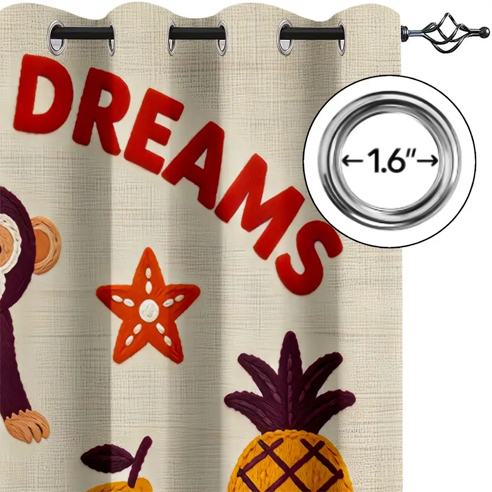 Tropical Dreams Jungle Vibes Yucatan Monkey Parrot Print Curtains, 2-Pcs Digital Printed Blackout Curtains for Living Room - view 6