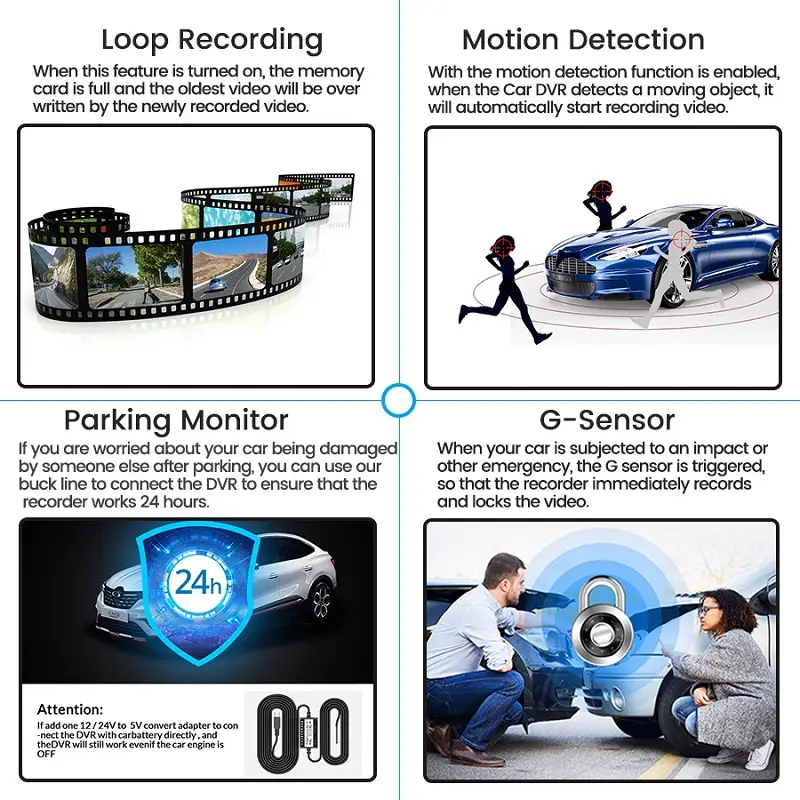 E-ACE Dashcam Car Dvr 4.3 Inch Mirror FHD 1080P Camera Optional Dual Lens DVR  Rearview Mirror Dash Camera Video Recorder Auto - 6