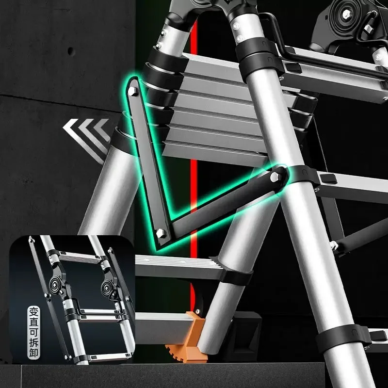 Household lifting and folding ladder Bamboo ladder Thickened aluminum alloy multifunctional telescopic herringbone ladder