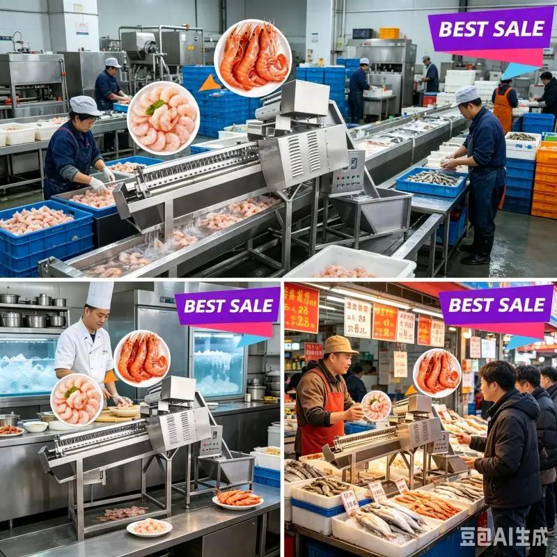 Automatic Shrimp Prawn Peeling Machine Shrimp Dehead Clean Machine Shrimp Peeler for Sale Customized