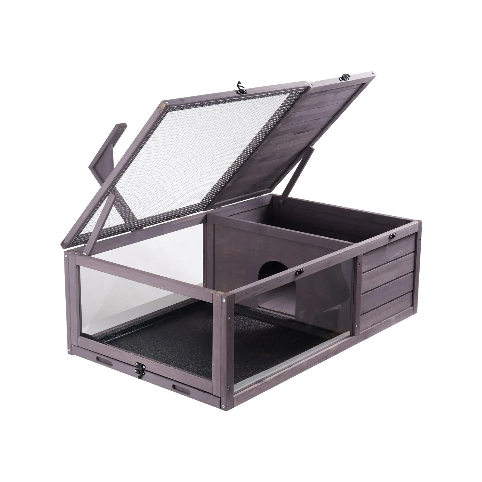 

Деревянный домик для черепах, для дома и улицы, 2-комнатный, 38x24x13 дюймов