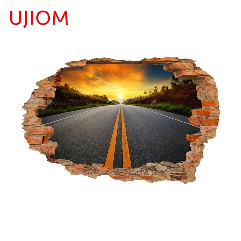 UJIOM 13cm X 8.3cm Tear Road Wall Sticker Creativite Graphics Living Room Bathroom Decal Room Decoration Accessories