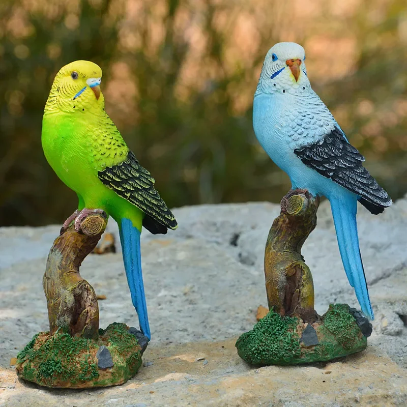 Resin Parrot Statue Ornament Outdoor Garden Decoration Animal Home Sculpture Living Room Office Bonsai Ornament Crafts Birds