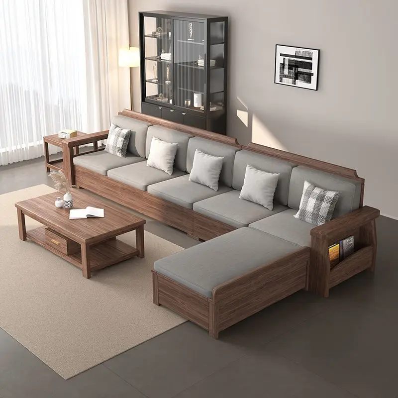 

Ja High-end wood grain Chinese solid wood sofa combination furniture size apartment new Chinese style