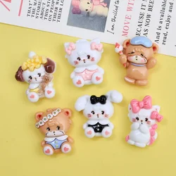 10Pcs Cartoon bow kitten, puppy series Flat Back Resin Cabochons Scrapbooking DIY Jewelry Craft Decoration Accessorie