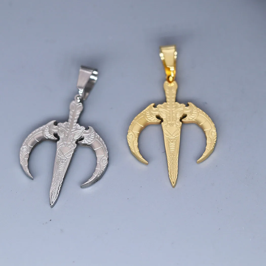 2Pcs/lot Warrior Moon Dagger Men Charm For Necklace Bracelets Jewelry Crafts Making Findings Handmade Stainless Steel Charm