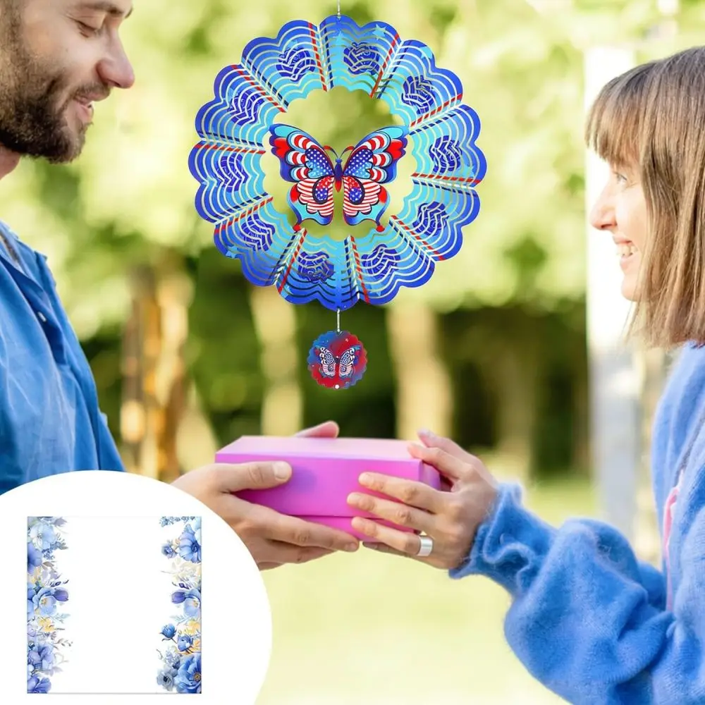 Metal 3D Wind Spinner Butterfly Hummingbird Hanging Ornament For Outdoor Garden Yard Patio Art Kinetic Sculpture