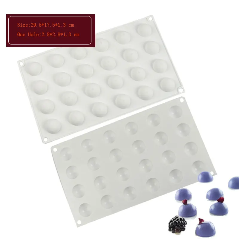 24 Cavity Spherical Silicone Cake Baking Mold for Chocolate Mousse Pastry Dessert Bread Pudding Egg Tart Candy Decorating Tools