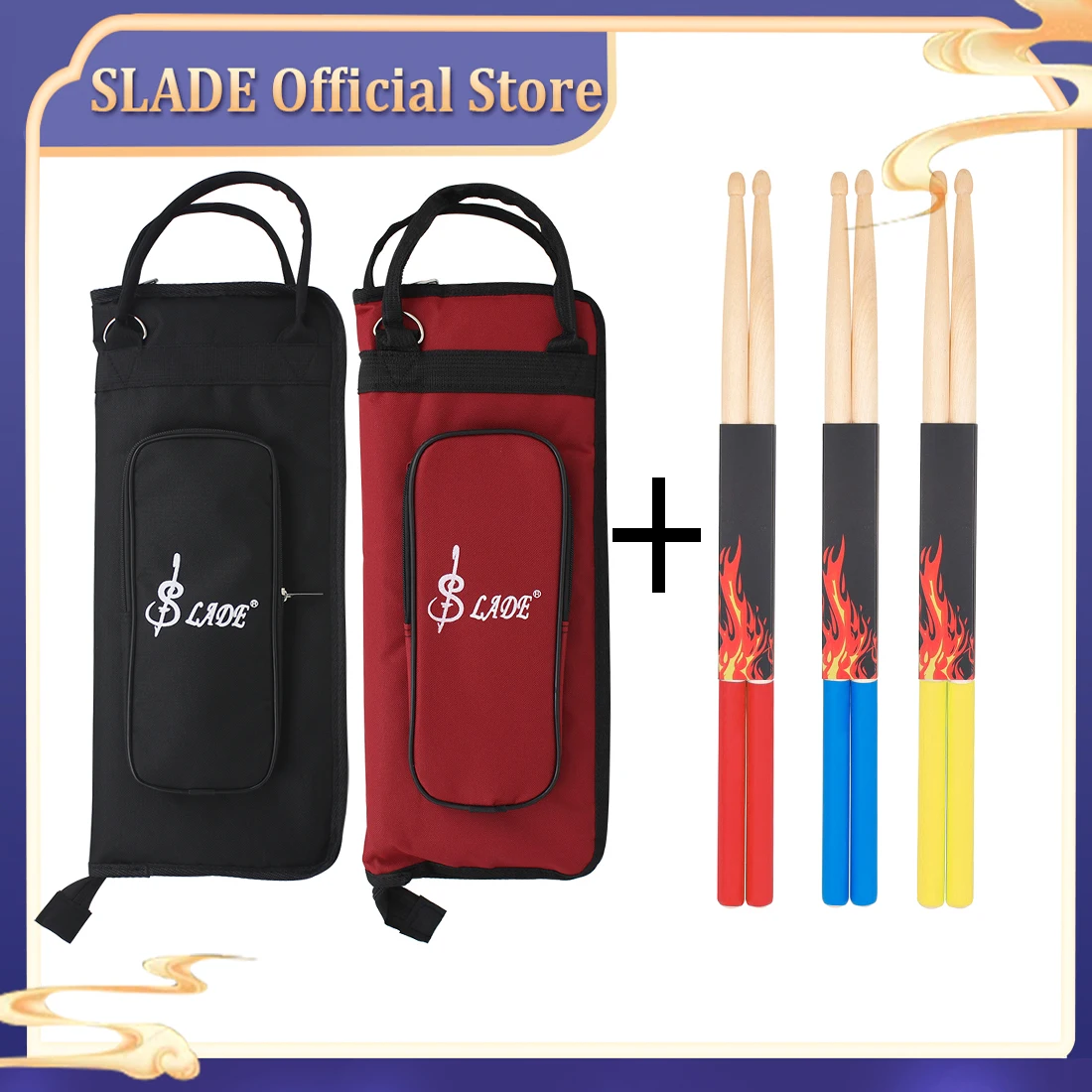 

SLADE Drum Stick Bag Set with Drumsticks Oxford Cloth Handbag Maple Wood Drum Sticks Percussion Instrument Accessories