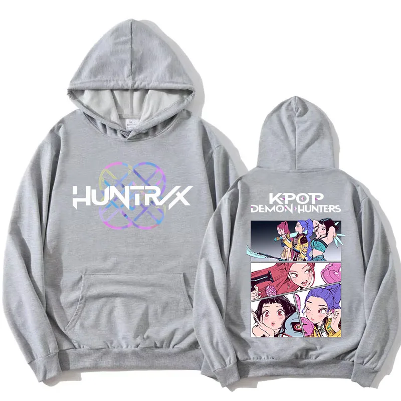 KPop Demon Hunters Hoodies Long Sleeve Fashion Hooded Sweatshirts Funny Cartoon Graphic Printing Pullovers Casual Women Clothing