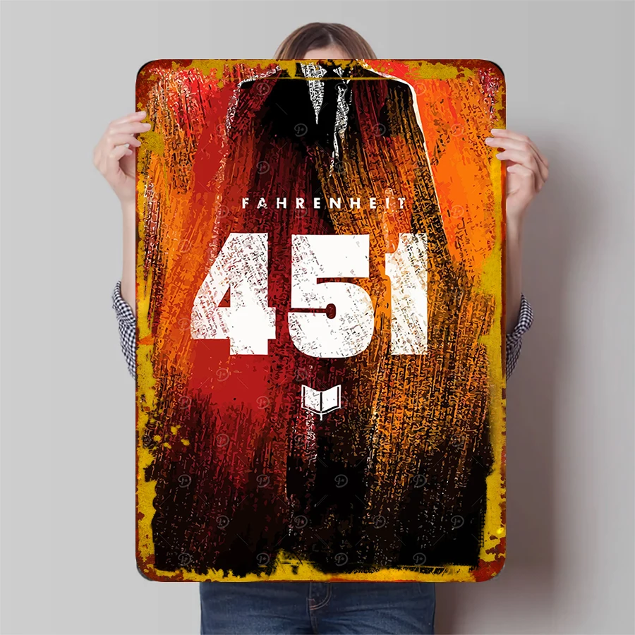 Fahrenheit 451 Ray Bradbury cita arte impresión decoración literaria moderna regalo de amante de los libros Vintage para decoración de pared de oficina en casa