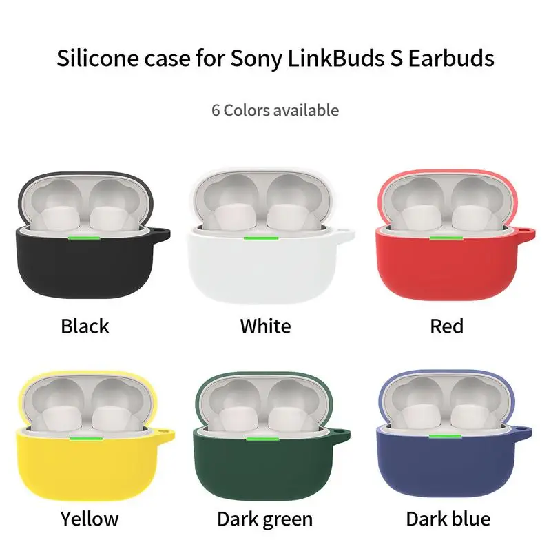 Soft Silicone Shell Case For Sony LinkBud S Wireless Earbuds Cases Anti Dust Earphone Protective Cover With Metal Carabiner