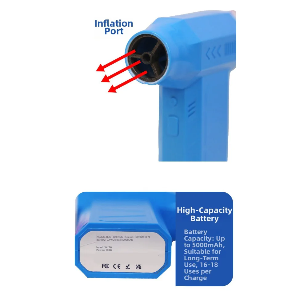 

Бесщеточный двигатель 130000 об/мин, электрический воздуходувка, надувной насос 180 Вт для каяков, гребли и надувных лодок