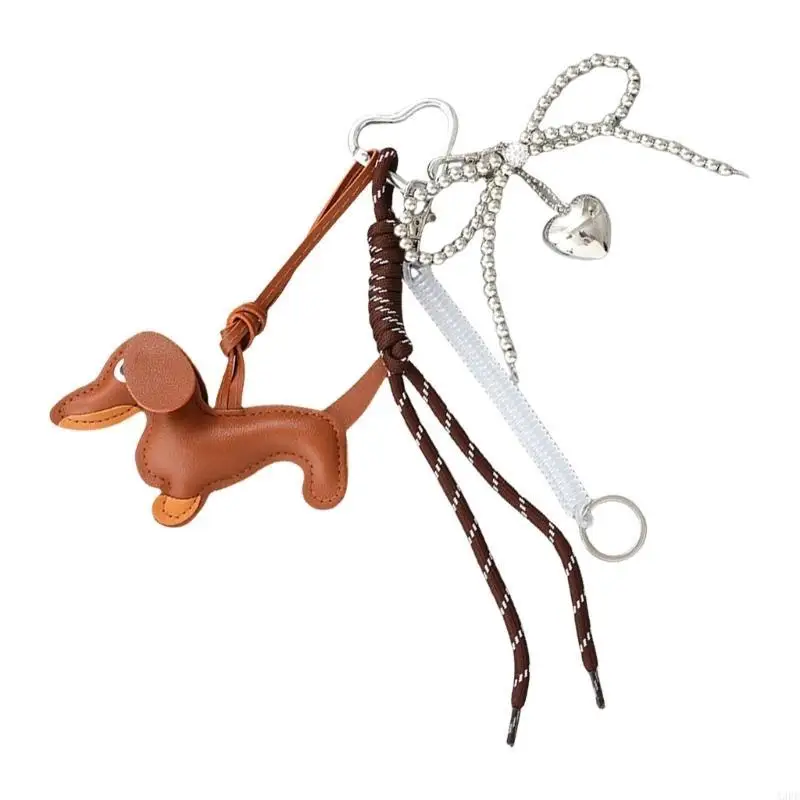 

A3PE PU Keyring Bows Bows Caychain Прекрасная колбасная собака Ключевая сумка цепочка Сумка для женщины