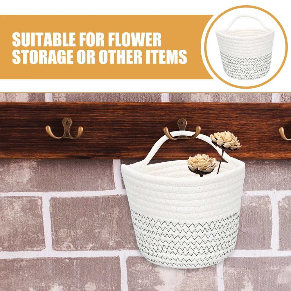 

2Pcs Cotton Woven Baskets Hanging Storage Basket Kitchen Bedroom Plant Holder Wall Decor Fruit Vegetable Basket Storage Solution