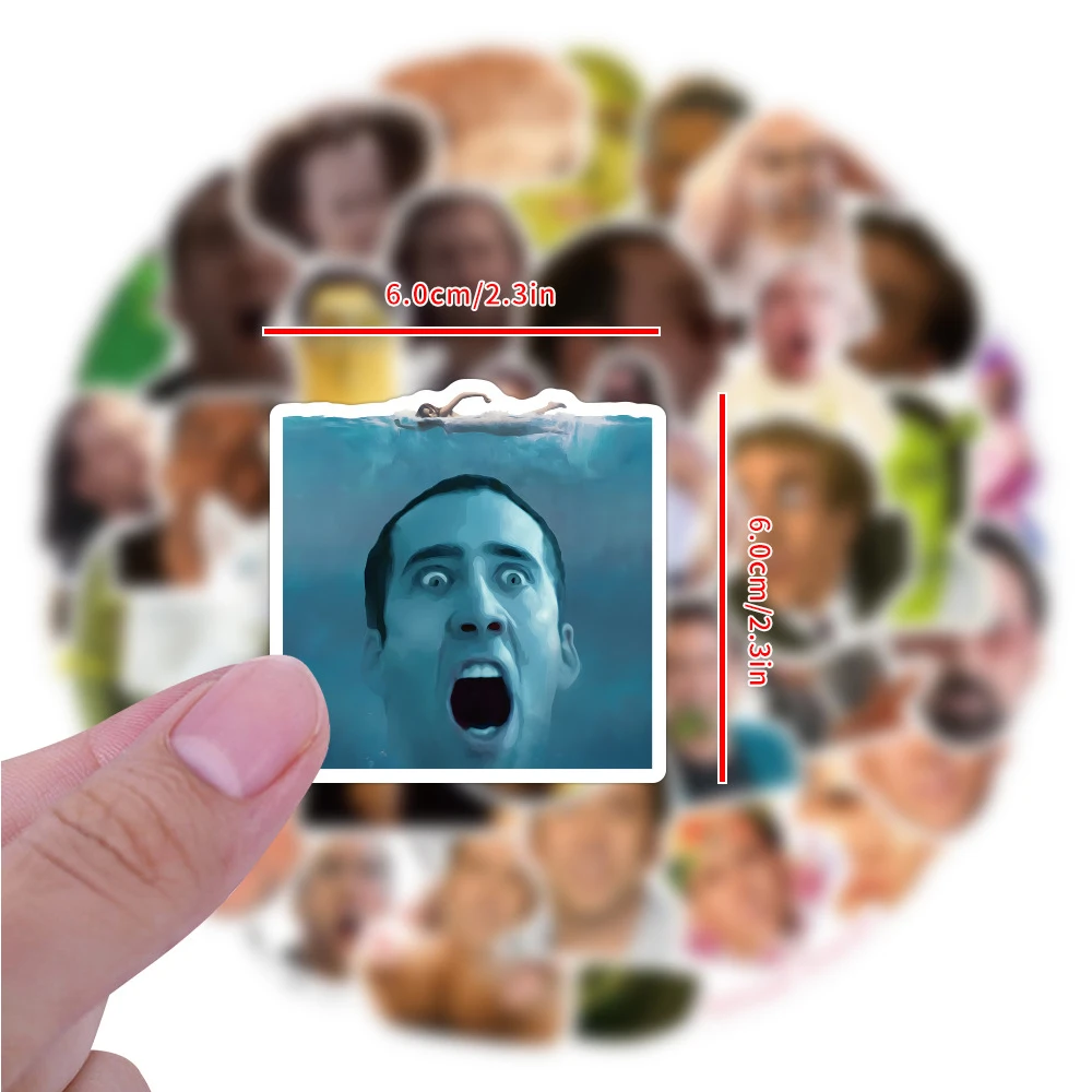 10/30/50pcs Funny Nicolas Cage Meme Cartoon Stickers Film Actor Star Expression Decals Water Bottle Phone Notebook Sticker Decor