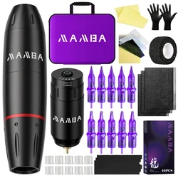 Wireless Tattoo Machine Complete Kit Rotary Tattoo Machine Set Battery Cartridge Needles Power Supply Permanent MakeupTattoo Set