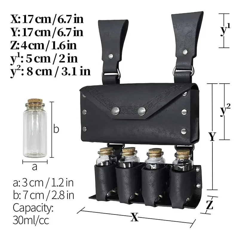 

Средневековая Алхимия, искусственная Талия, 4 пробковых бутылки для зелья, Фэнтезийный волшебник на Хэллоуин, ретро поясная сумка, Боковая Сумка, косплей