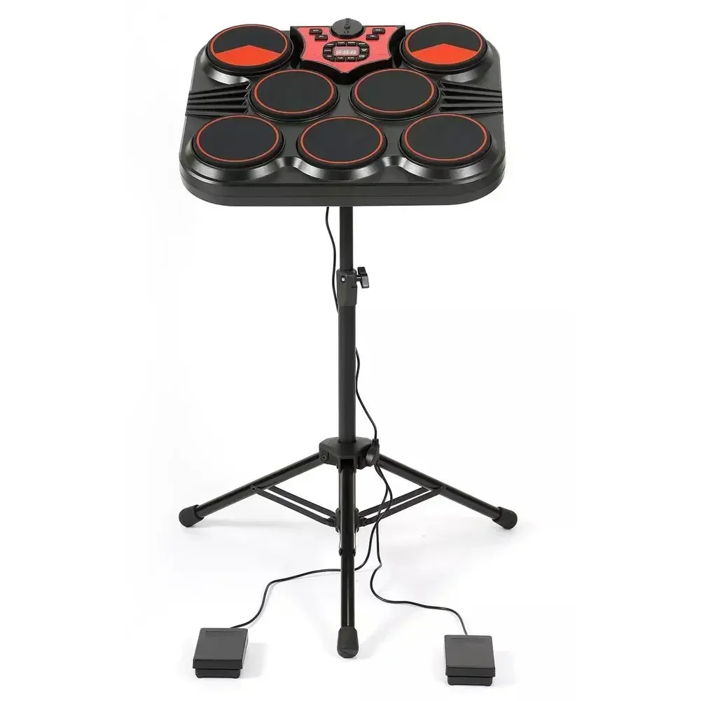 2026 NEW High Quality Desktop Electronic Drum Dual Touch Pad Removable Headphones Portable Tambourine Beginners Practice