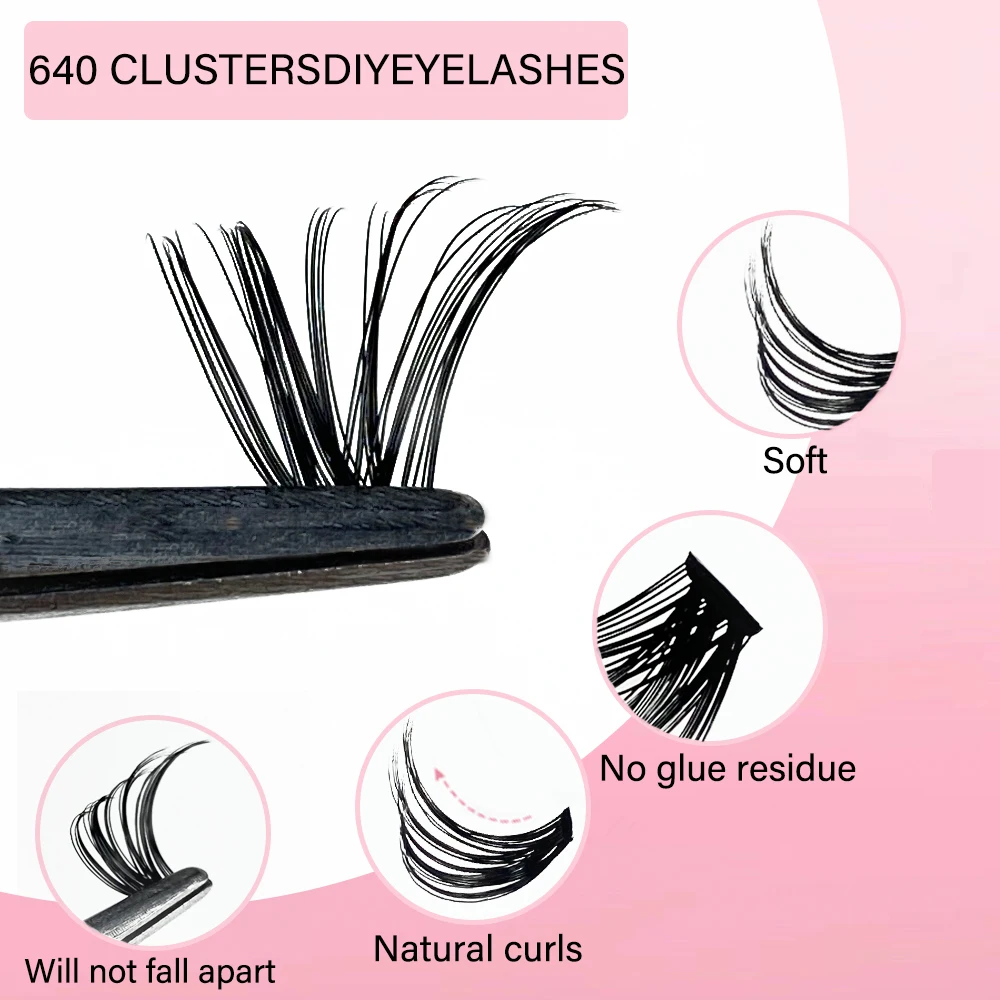 1 Box/640 Bunches Mink Eyelashes Natural 3D Russian DIY Individual Eyelash extension 30-60D Eyelash cluster Makeup Tool Lash