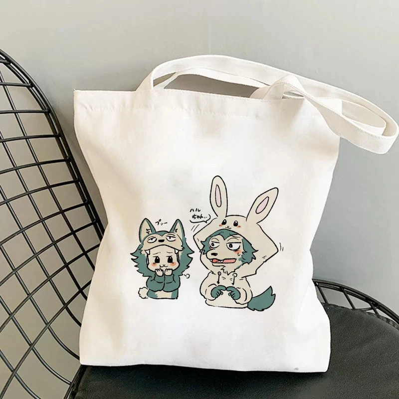 Kawaii Anime Bags Beastars Rabbit Wolf Print Shopper Bag Shopping Bags Handbags Canvas Shoulder Bag High Capacity Bag Handbag