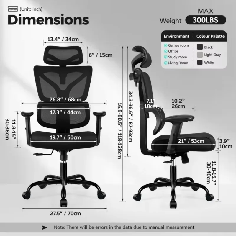 Ergonomic Executive Gaming Chair Adjustable Headrest Modern Design for High Desks Drafting Tables for Conference Reception