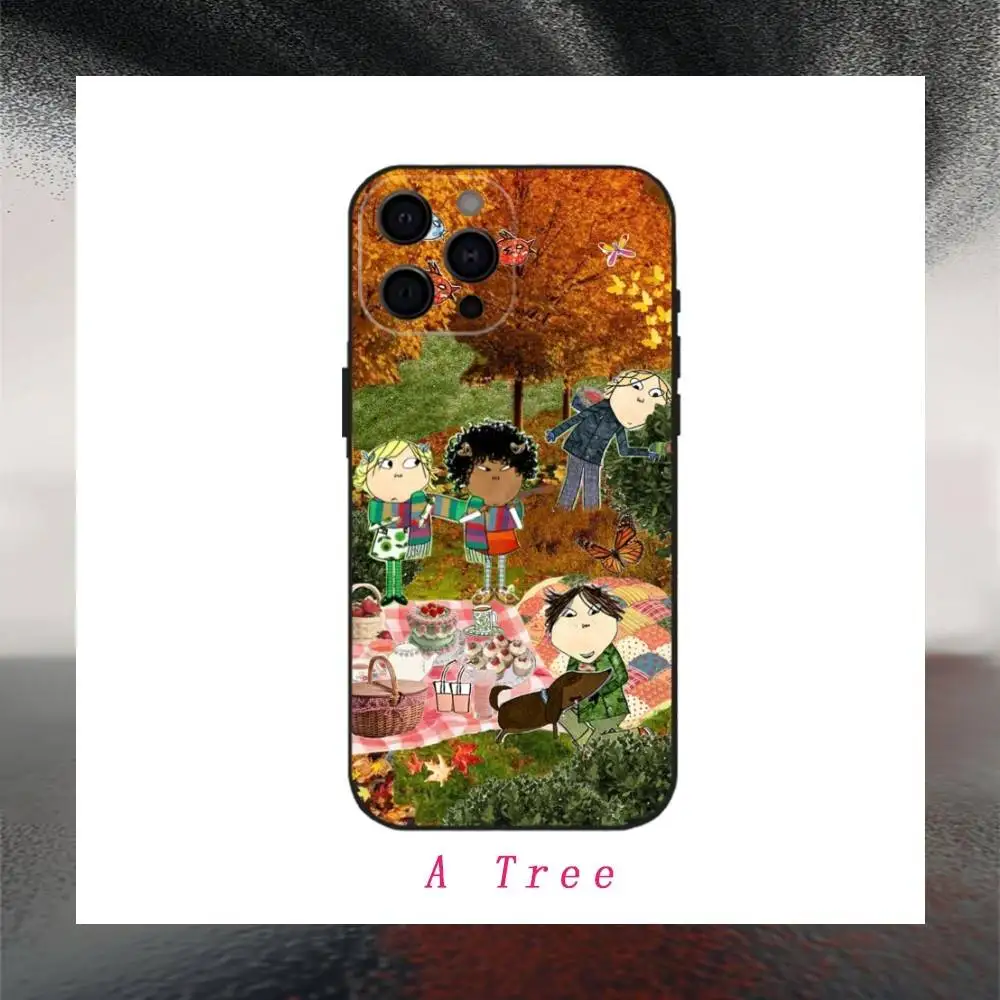 카툰 C-찰리와 L-로라 아이폰 17 16 15 14 13 12 맥스 플러스 실리콘 블랙 케이스