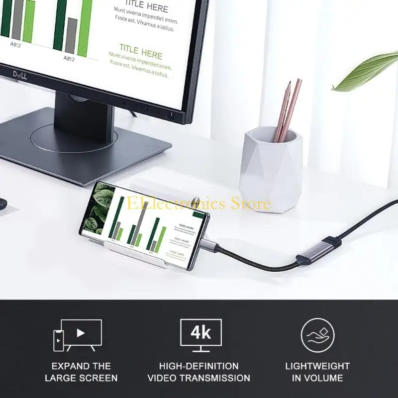 B03C DP to USB C Adapter Cable Wire Aluminum Metal Signal Transmission Portable Design For Home Office Use