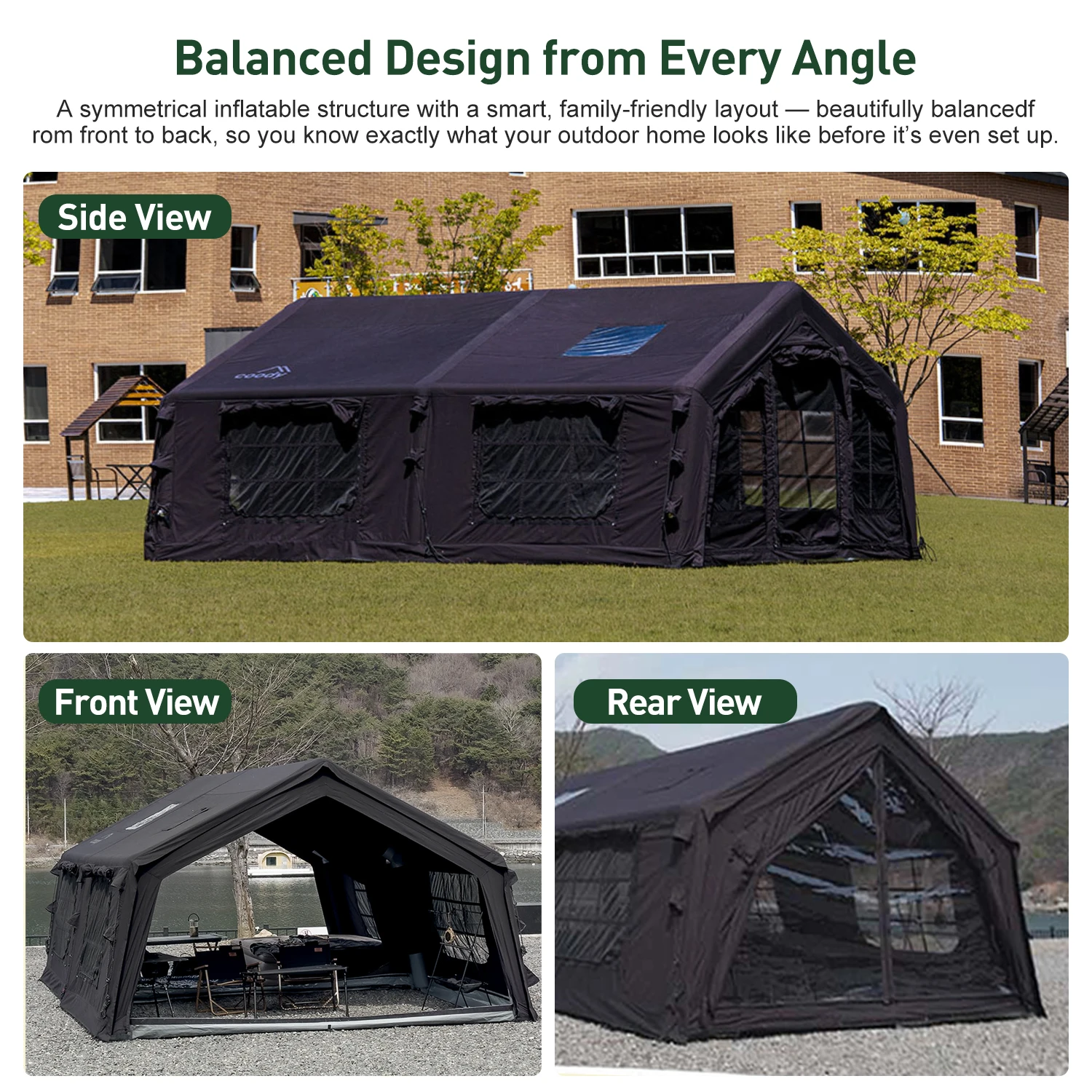 Carpa Inflable Familia 17.2 Air Tent-Negro, Estilo Popular, Protección UV, Carpa Inflable para Glamping
