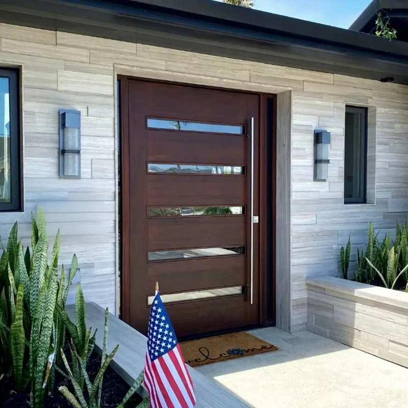 2026 Hot Style High Quality Villa Wooden Entrance Doors Modern Design Pivot Solid Wooden Doors Customized Entry Door for Home