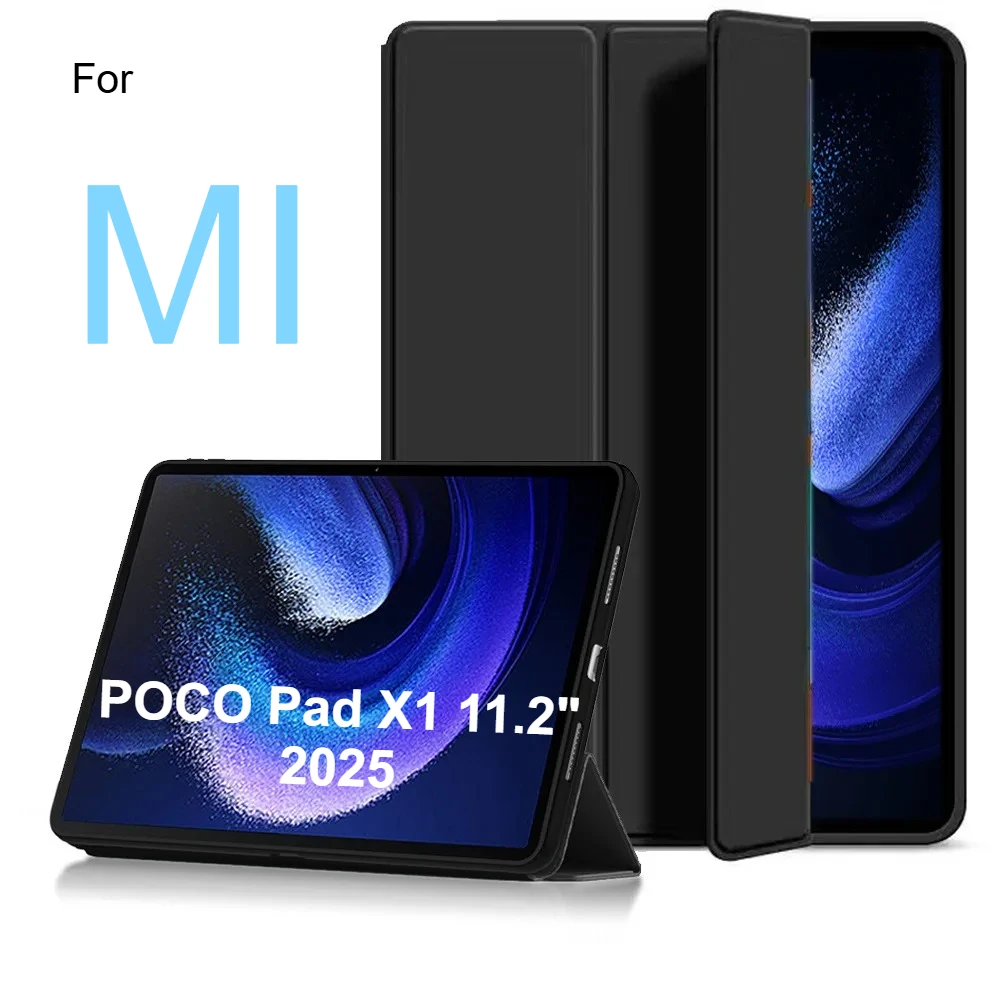 

2026 PU Leather Case for Xiaomi Poco Pad X1 11.2" M1 Inch Redmi Pad 2 Pro 12.1" (2025) Tri-Folded Flip Stand Soft TPU Back Shell