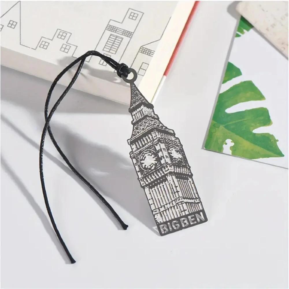 1/4pcs construction series metal hollow bookmark, Leaning Tower of Pisa Big Ben  Eiffel Tower Statue of Liberty marker page