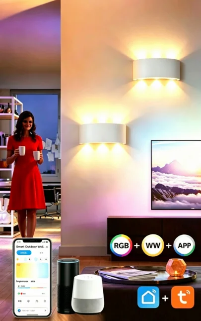 Picture 6: WiFi-Zigbee Tuya Smart LED Waterproof IP65 Wall Lamp RGBCW Color-Changing Wall Lamp Compatible with Google, Alexa