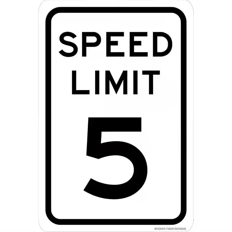 Speed Limit 5 Retro Metal Sign - Black & White Traffic Design, Durable Tin Wall Art for Garages, Driveways, Residences & Playroo