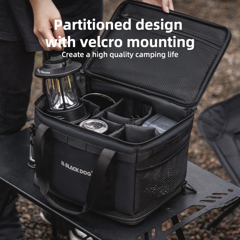 Black Dog Outdoor Camping Equipment Storage Bag Portable Collapsible Storage Bag Gas Canisters Picnic Cookware Bag Utensils Bag