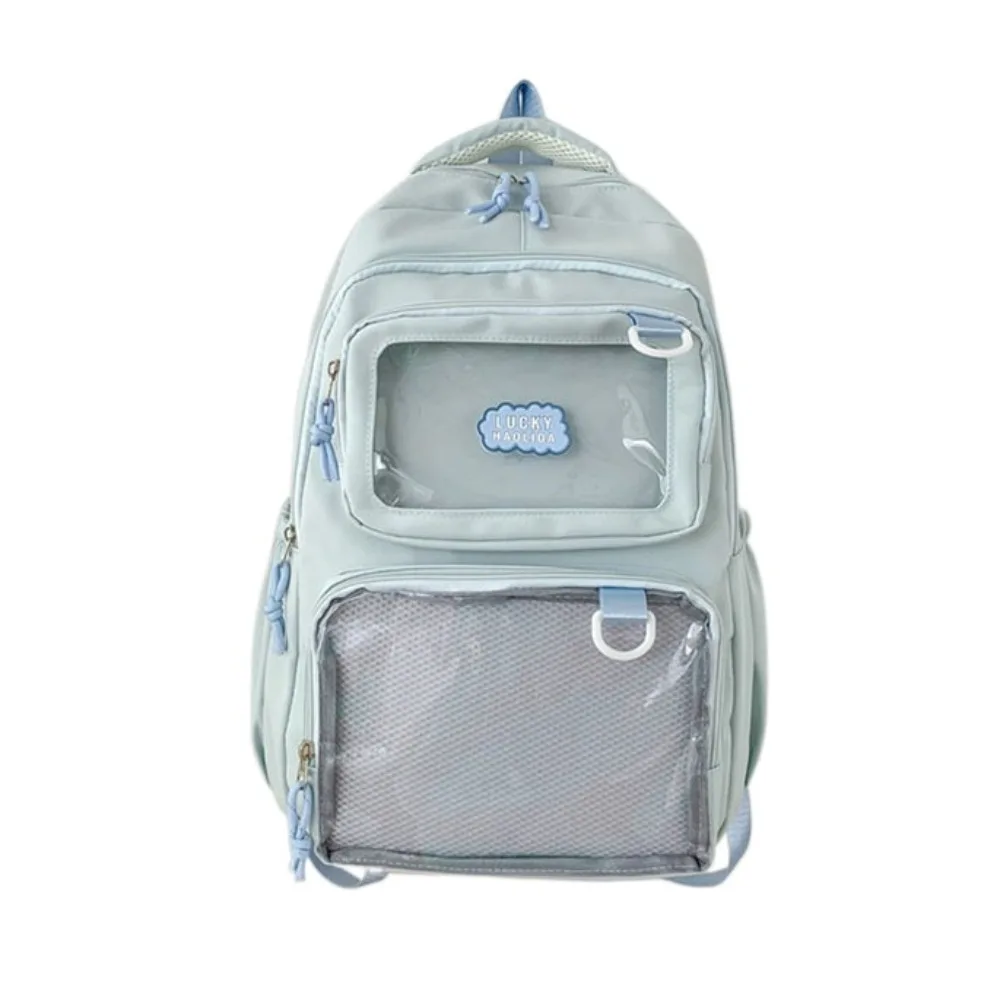 Solid Color Nylon Ita Backpack Durable Transparent Students School Bag Polyester Dustproof Large Capacity Daypack Sport