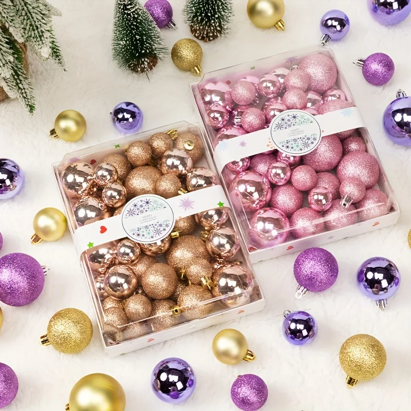 42 Weihnachtskugeln, Weihnachtsbaumschmuck, hängende Kugeln in verschiedenen Farben, dekorative Weihnachtskugeln und Weihnachtsdekoration