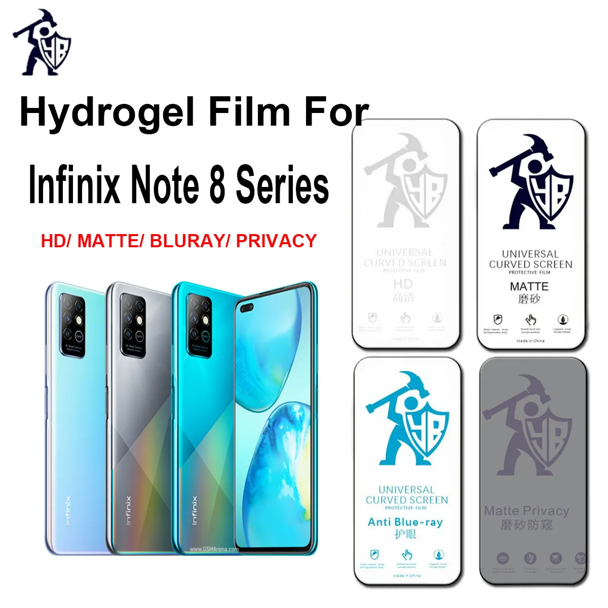 2pcs HD Screen Protector For Infinix Note 8 HD Matte Hydrogel Film For Infinix Note 8i Eye Care Anti Spy Protective Film