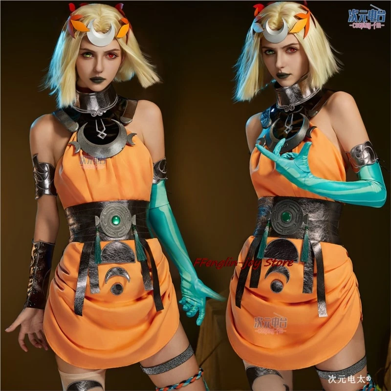

FFenglin-joy Store Hades Melinoe Greek Goddess Persephone Queen Of Underworld Crimson Long Dress Cape Crown Scepter Cosp