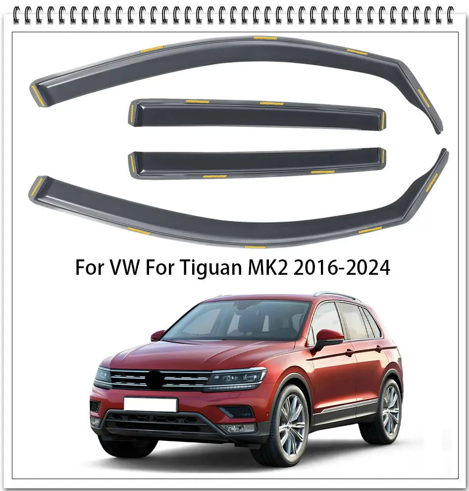 

4pcs For VW For Tiguan MK2 2016-2024 Doesn't Fit Allspace In-Channel Car Window Wind Deflectors