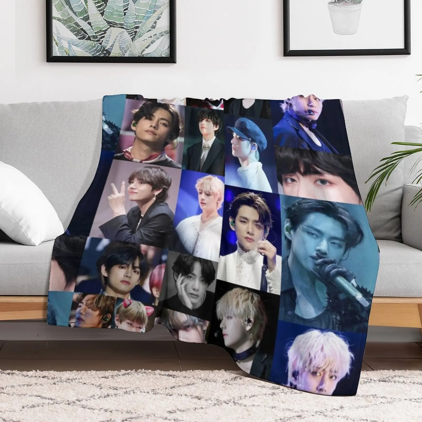 Kim Taehyung Throw Blanket Heavy wednesday cosplay anime Plaid on the sofa Blankets