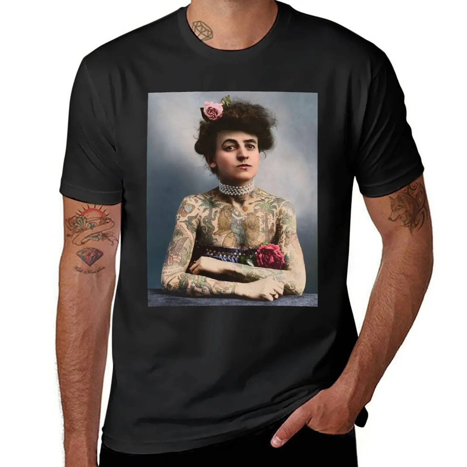 

Maud Wagner, first female tattoo artist in US, 1907 T-Shirt Short sleeve tee anime stuff funny costumes T-shirt men