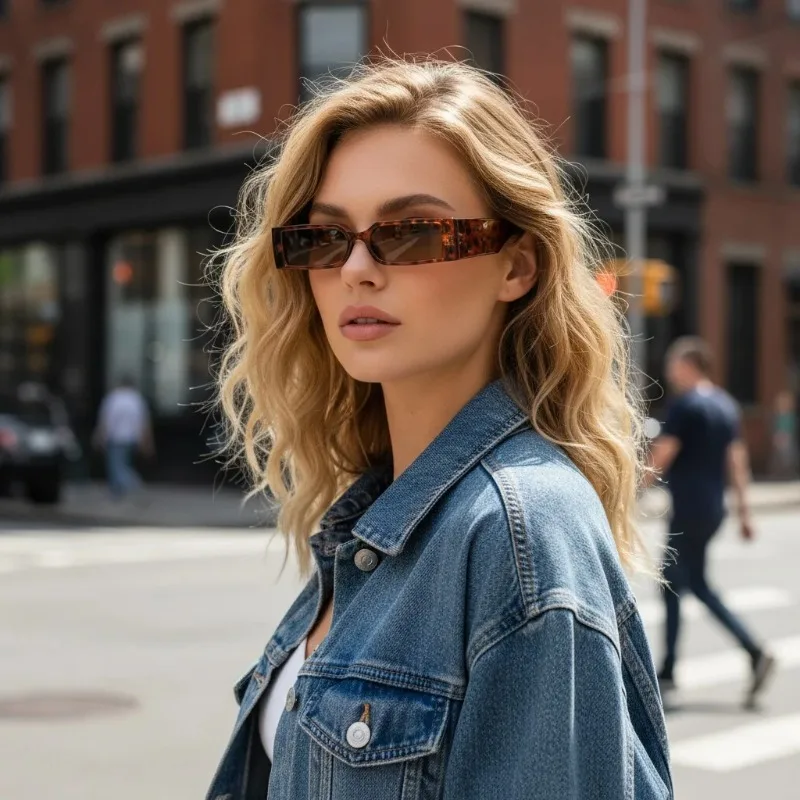 Fashion Style Narrow Frame Sunglasses High-End INS Small Square Shape Unisex Hip-Hop Glasses