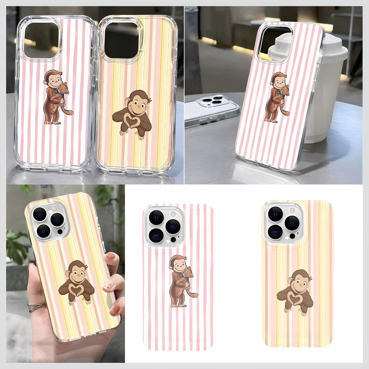 Curious Monkey Phone Case for Samsung Galaxy S25 S24 S23 S22 S21 S20 S10 Note20 Note10 FE Ultra Plus 4G 5G Clear