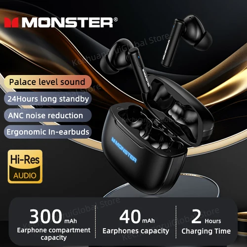 Imagen 2 del producto Monster XKT26 auriculares inalámbricos Bluetooth 5,4 ANC auriculares Hifi Gaming 3 modos auriculares TWS reducción de ruido auriculares deportivos 2025