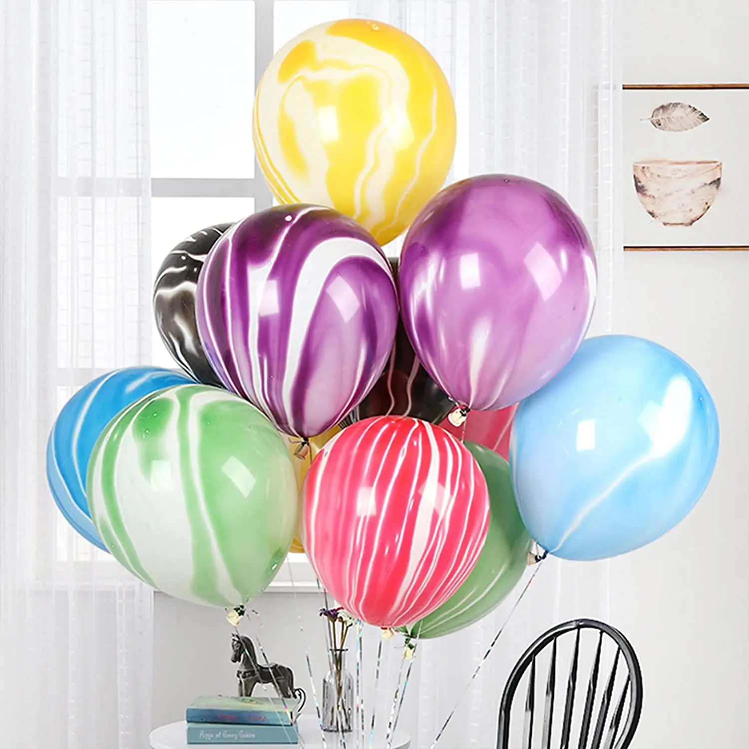 20/10/5Pcs Marble Agate Latex Balloons 10/12inch Colorful Black Marble Agate Balloons Wedding Baby Shower Birthday Party Decor