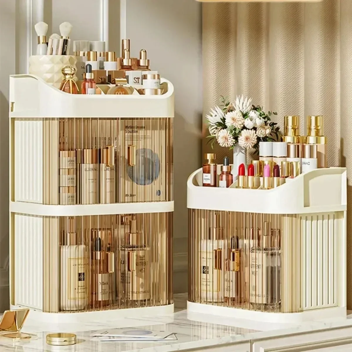 Cosmetics storage box, high-end dust-proof desktop storage cabinet, dressing table, skincare product storage box