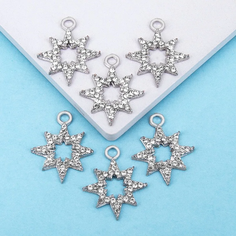 12-Piece Exquisite Diamond-Studded Octagonal Star Pendant DIY Bracelet Necklace Pendant Accessory Set