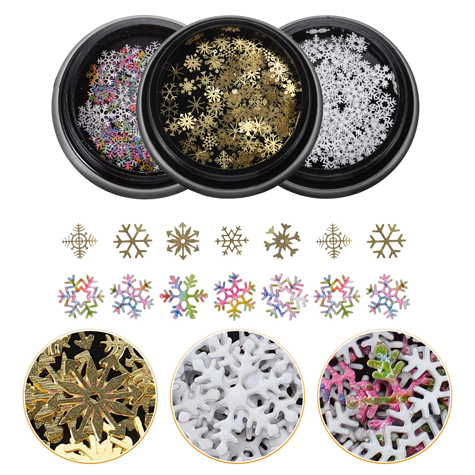 

3 Boxes Snowflake Sequin Nail Patches Decoration Finger Ornaments DIY Manicure Body Fine Glitter